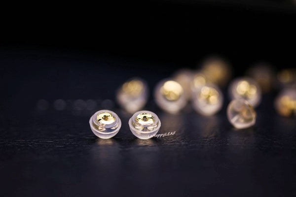 18K Solid Gold Earring Backs Silicone Padded Safety Grip Earring Backings Secure Pierced Earring Backs for Earrings