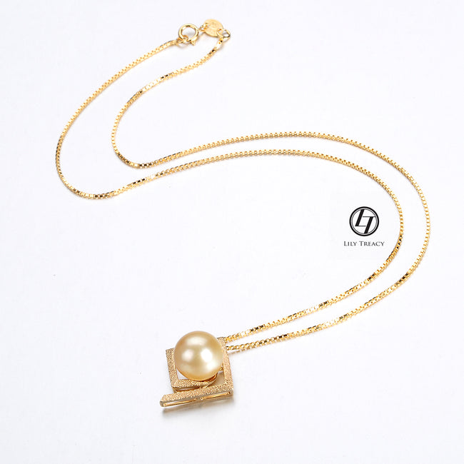 Lily Treacy 10-11mm Golden South Sea Pearl 14K Maria Pendant with Yellow Gold vermeil Chain