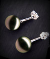 10-11mm Tahitian Pearl Solid White Gold & Diamonds Celina Earrings by Lily Treacy