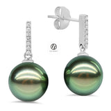 10-11mm Tahitian Pearl Solid White Gold & Diamonds Celina Earrings by Lily Treacy