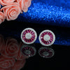 CZ Stud Earrings simulated diamond, ruby, sapphire, emerald halo earrings in lighted box