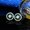 CZ Stud Earrings simulated diamond, ruby, sapphire, emerald halo earrings in lighted box