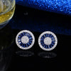 CZ Stud Earrings simulated diamond, ruby, sapphire, emerald halo earrings in lighted box