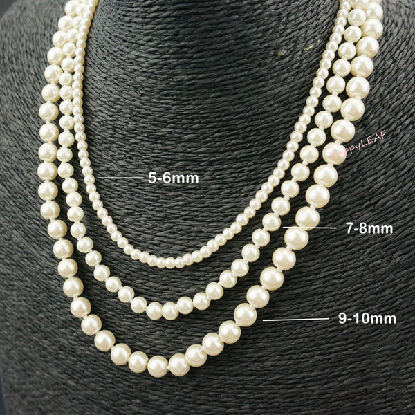 5-6mm White Freshwater Pearl Sterling Silver Clasp Necklace Strand 18" Bridal