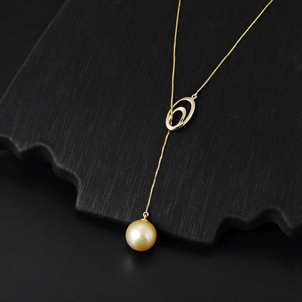 Lily Treacy 10-11mm Golden South Sea Pearl 18K Yellow Gold Pendant Necklace Up to 20"