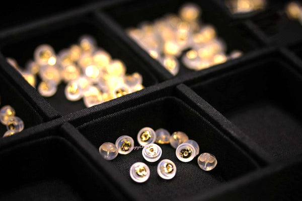  24 Pcs Silicone Earring Backs, 18K Gold Locking Secure