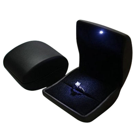 Lily Treacy PU Leather Red Ring Box case with LED light Proposal Engagement Gift
