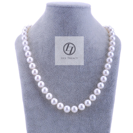 8-9mm Freshwater Pearl  Necklace Strand White 18" wedding bridal gift