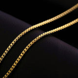 18K Solid Yellow White Gold  Box Chain Necklace 16
