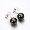 Lily Treacy Signature 10-11mm Tahitian Pearl Dangle Drop Earrings 14K solid White yellow Gold