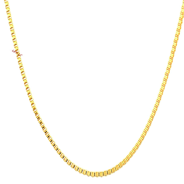 18K Solid Yellow White Gold  Box Chain Necklace 16" 17" 18" AU750 Men Women