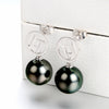 Lily Treacy Signature 10-11mm Tahitian Pearl Dangle Drop Earrings 14K solid White yellow Gold