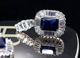 CZ Dangle Drop Earrings 5ct Simulated Sapphire in LED light box Vintage Style blue by Lily Treacy