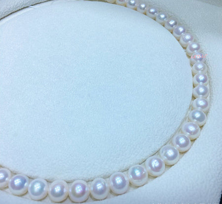 9-10mm Freshwater Pearl Necklace Strand Metallic Rose Pink 18" wedding bridal bridesmaid gift