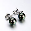 Lily Treacy 10-11mm Tahitian pearl ear studs earrings Gold and Diamonds Tia Earrings