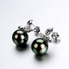 Lily Treacy 10-11mm Tahitian pearl ear studs earrings Gold and Diamonds Tia Earrings