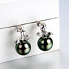 Lily Treacy 10-11mm Tahitian pearl ear studs earrings Gold and Diamonds Tia Earrings