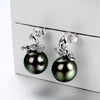 Lily Treacy 10-11mm Tahitian pearl ear studs earrings Gold and Diamonds Tia Earrings