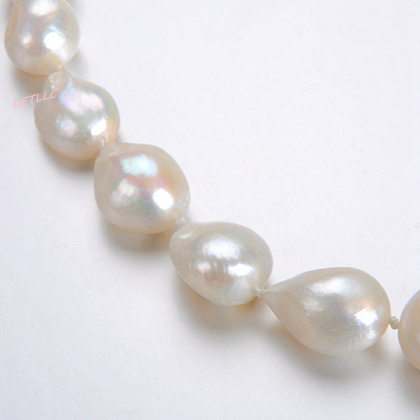 thumbnail image 2 of 18" Natural Freshwater White Baroque Pearl Necklace – 7-8mm – Handmade Choker 2 of 3