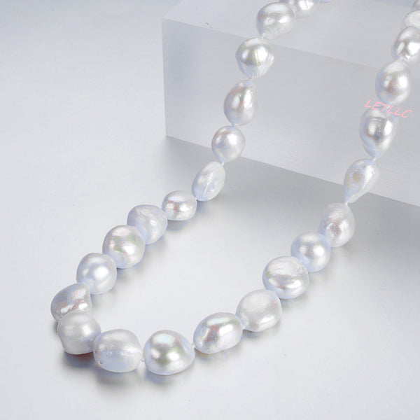 15-20mm Freshwater Baroque Pearl Necklace Strand White 18" wedding bridal gift