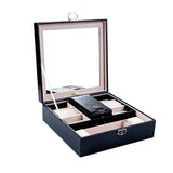 Lily Treacy Wooden Jewelry Make up Organizer Case Box 2-tray with Extra Travel case