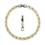 Tennis Bracelet CZ Princess Cut White Yellow 7