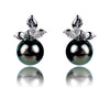 Lily Treacy 10-11mm Tahitian pearl ear studs earrings Gold and Diamonds Tia Earrings