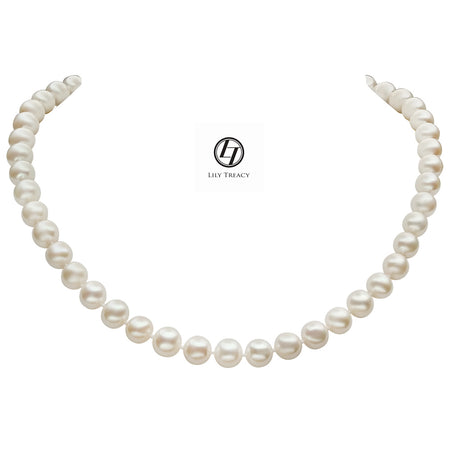 Lily Treacy 9-10mm Freshwater Pearl Metallic multi-color Necklace Strand with Top CZ Fancy Clasp
