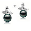 Lily Treacy 10-11mm Tahitian pearl ear studs earrings Gold and Diamonds Tia Earrings