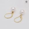 Japanese Akoya Pearl Earrings French hoop white Pearl drop dangle 18K Solid Gold bridal 7.5-8;8-8.5; 8.5-9; 9-9.5; 9.5-10mm