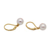 Japanese Akoya Pearl Earrings French hoop white Pearl drop dangle 18K Solid Gold bridal 7.5-8;8-8.5; 8.5-9; 9-9.5; 9.5-10mm