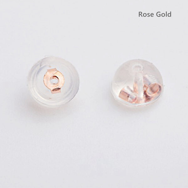 14kt. - Rose Gold Silicone Encased Disc Earring Backs - Heav