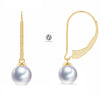 Japanese Akoya Pearl Earrings French hoop white Pearl drop dangle 18K Solid Gold bridal 7.5-8;8-8.5; 8.5-9; 9-9.5; 9.5-10mm