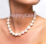 15-20mm Freshwater Baroque Pearl Necklace Strand White 18
