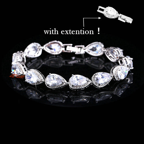 Tennis Bracelet Top CZ Pear Cut 23ctw 6.5"- 8" w/ extension white Gift Bridal