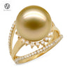 LILY TREACY 13-14MM GOLDEN SOUTH SEA PEARL DIAMOND LILLIAN RING