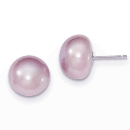 9-10mm Genuine purple Freshwater Pearl Stud Earring w/ Sterling Silver Back gift